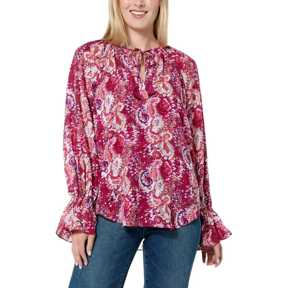 La Joie Essential Raglan-Sleeve Blouse Mulberry Painted Paisley - Regular